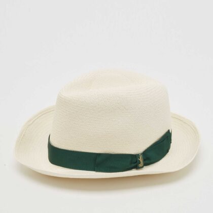 Borsalino White Straw Ribbon Detail Cappelli Hat Size 57