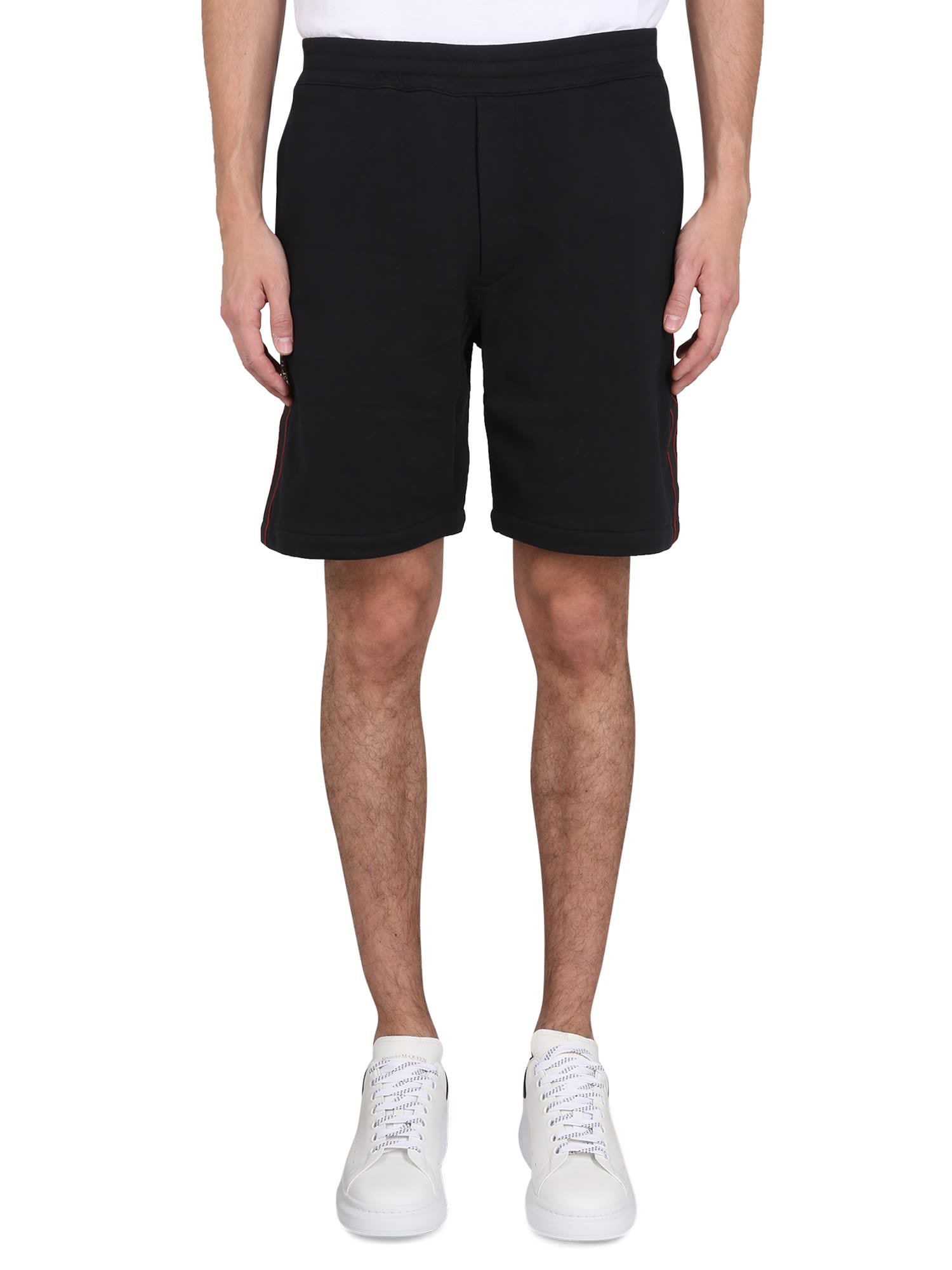 Alexander McQueen Bermuda Shorts With Selvedge Logo Band