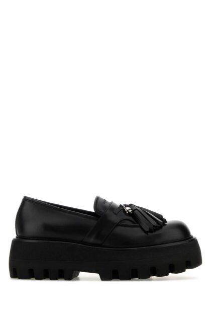 Alexander McQueen Black Leather Sofa Loafers