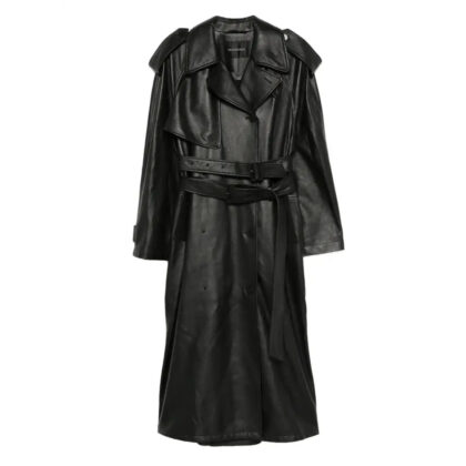 Balenciaga Belted Leather Trench Coat