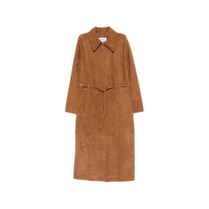 Ba & sh Tie-waist Leather Coat