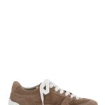 Brunello Cucinelli Brown Low Top Sneakers With Panelled Design In Suede Woman