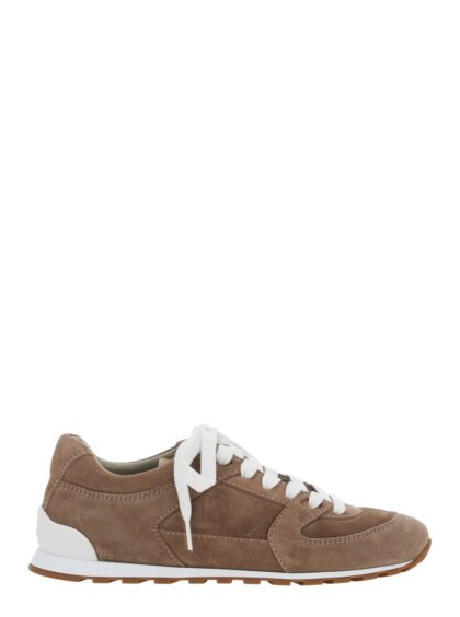 Brunello Cucinelli Brown Low Top Sneakers With Panelled Design In Suede Woman