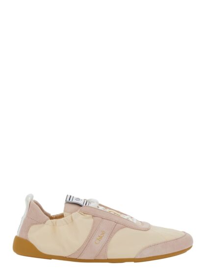 Chloé kick Beige Sneaker With Side Lettering Logo And Elasticated Details In Fabric Woman