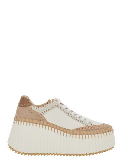 Chloé nama Beige Sneaker With Wedge And Stitching Details In Fabric Woman
