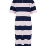 Coperni Multicolor Dress With All-over Stripe Pattern And Embroidered Logo On The Front In Cotton Woman