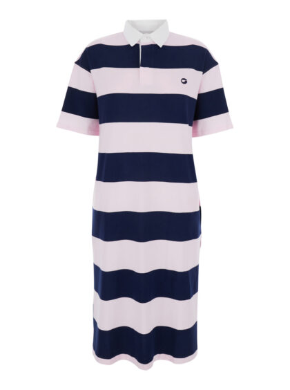 Coperni Multicolor Dress With All-over Stripe Pattern And Embroidered Logo On The Front In Cotton Woman