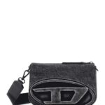 Diesel 1dr Black Crossbody Bag With Oval D Logo On The Front And Adjustable And Removable Shoulder Strap In Cotton Blend Man