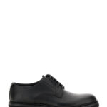 Dolce & Gabbana altavilla Black Derby Lace-up Shoes With Metal Dg Logo On Heel In Brushed Leather Man
