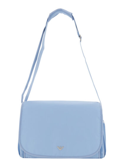 Emporio Armani Light Blue Crossbody Changing Bag With Adjustable Shoulder Strap And Logo Plaque On The Front In Tech Fabric Baby