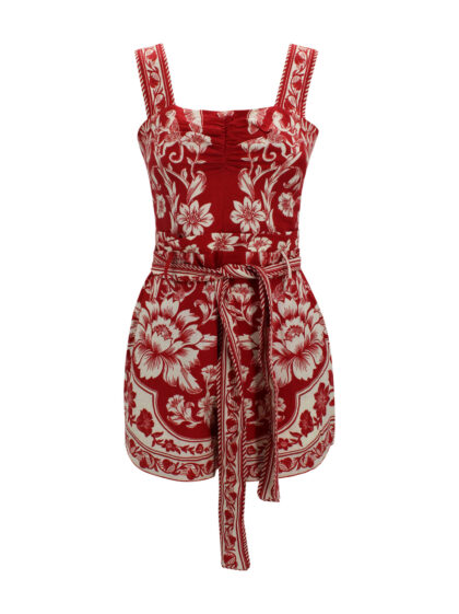 Farm Rio Floral Belted Short Jumpsuit