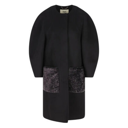 Fendi Puff-sleeve Velvet-pocket Coat