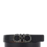 Ferragamo Black Reversible Belt With Gancini Buckle In Leather Man