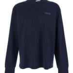 Givenchy Blue Long-sleeved T-shirt With Chest Logo Patch In Cotton Man