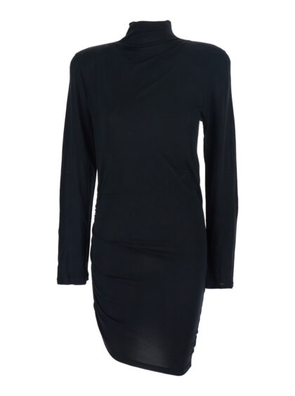Jacquemus la Robe Spallina Black High-neck Dress With Asymmetrical Design In Fabric Woman