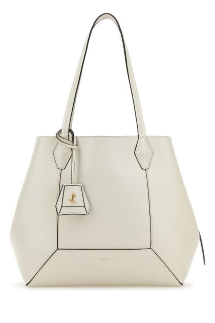 Jimmy Choo White Leather Diamond Shopping Bag