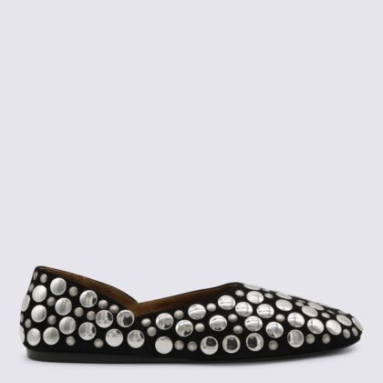 Khaite Black Leather Flats