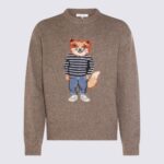 Maison Kitsuné Grey Melange Wool Knitwear