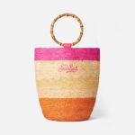 MC2 Saint Barth Raffia Multicolor Bucket Bag With Bamboo Handles