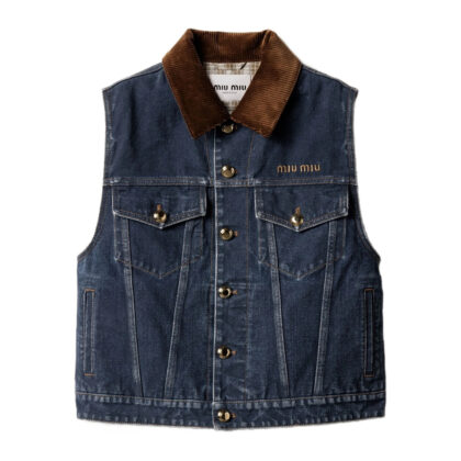 Miu Miu Corduroy-collar Denim Vest