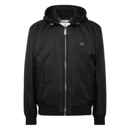 Philipp Plein Logo-pattern Hooded Bomber Jacket