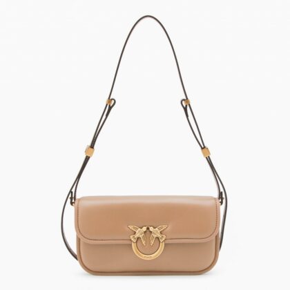 Pinko Beige Leather Crossbody Bag