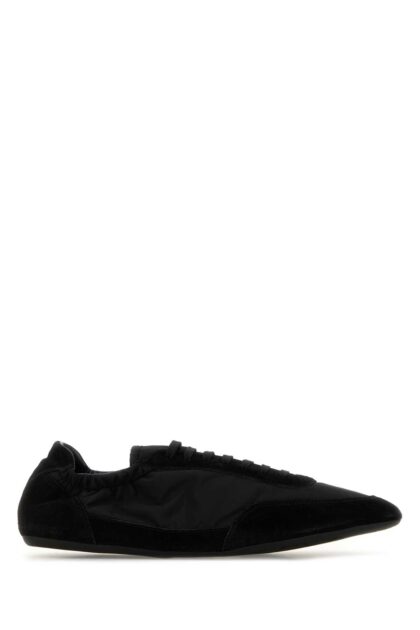 Prada Black Nylon And Suede Sneakers