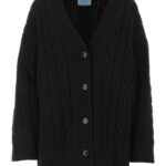 Prada Black Wool Blend Oversize Cardigan