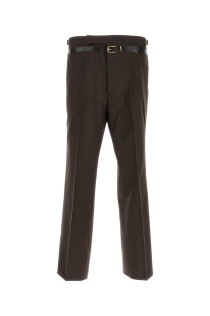 Prada Dark Brown Mohair Blend Wide-leg Pant