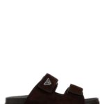 Prada Dark Brown Suede Slippers