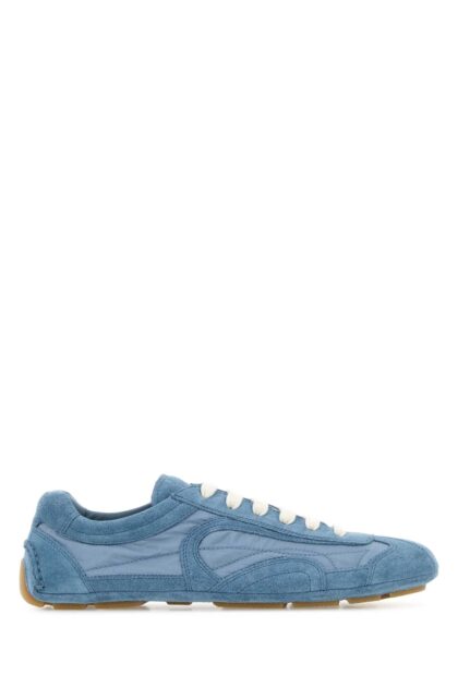 Prada Light Blue Suede And Re-nylon Montecarlo Re-edition 2005 Sneakers