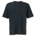 Saint Laurent Dark Grey T-shirt With Logo Lettering On The Front
