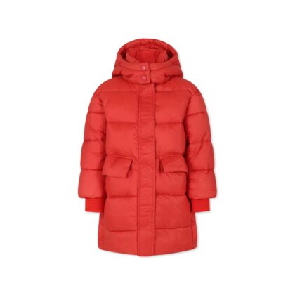 Stella McCartney Kids Red Down Jacket For Girl With Logo