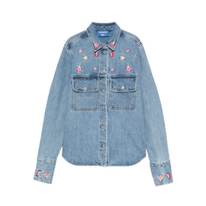 Susanna Blu Embroidered-flowers Denim Shirt