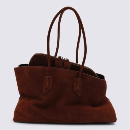 The Attico Brown Leather Top Handle Bag