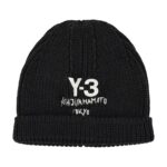 Y-3 Black Merino Wool Beanie With Embroidered Logo