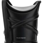 Alexander McQueen Black Leather The Curve Bucket Bag