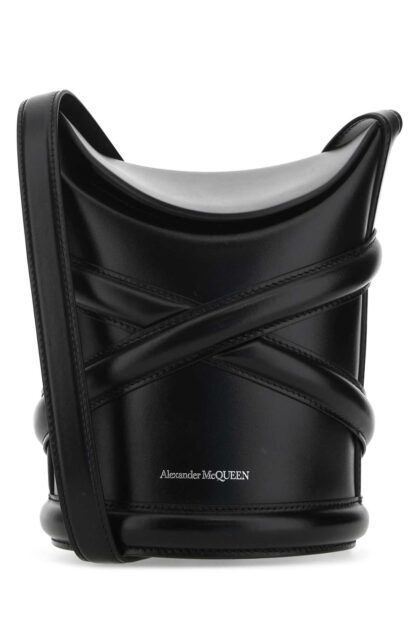 Alexander McQueen Black Leather The Curve Bucket Bag