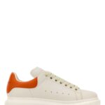 Alexander McQueen White Leather Sneakers With Orange Leather Heel