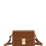 A. P.C. grance Brown Small Crossbody Bag Wirh Embossed Logo Lettering On The Front And Adjustable Shoulder Strap In Hammered Leather Woman