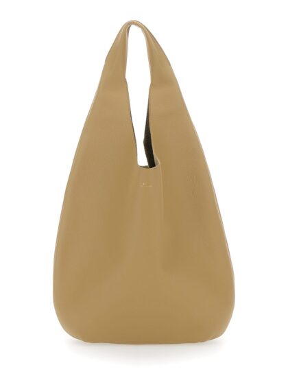 A. P.C. le Neige Beige Shoulder Bag With Embossed Logo On The Front In Hammered Leather Woman