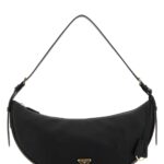 Black Leather Large Prada Demi-lune Crossbody Bag