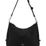 Black Leather Large Prada Fold Shopping Bag