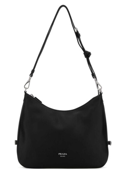 Black Leather Large Prada Fold Shopping Bag