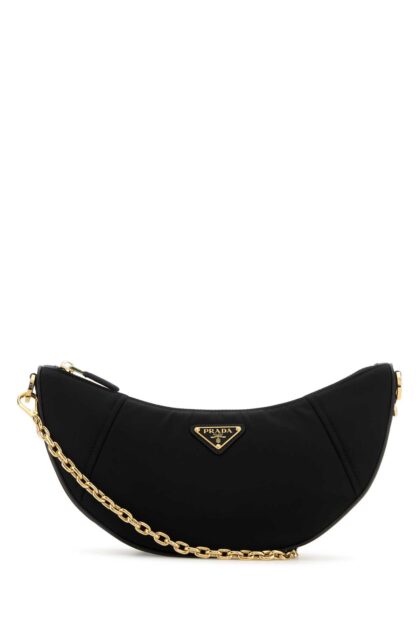 Black Re-nylon Prada Demi-lune Shoulder Bag