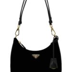 Black Velvet Mini Prada Re-edition Shoulder Bag