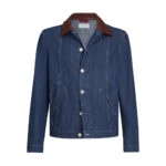 Brunello Cucinelli Leather Collar Denim Jacket