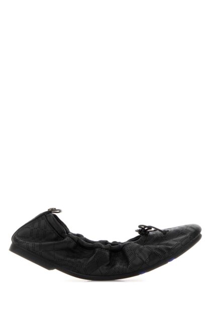 Burberry Black Leather Fawn Ballerinas