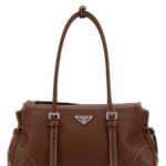 Chocolate Leather Medium Prada Bonnie Shoulder Bag