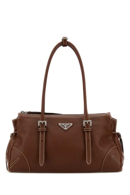 Chocolate Leather Medium Prada Bonnie Shoulder Bag